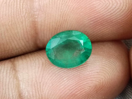 Certified 2.47ct Natural Zambian Emerald Medium Green Oval Cut Loose Gemstone