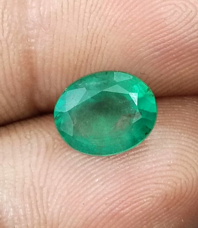 Certified 2.47ct Natural Zambian Emerald Medium Green Oval Cut Loose Gemstone