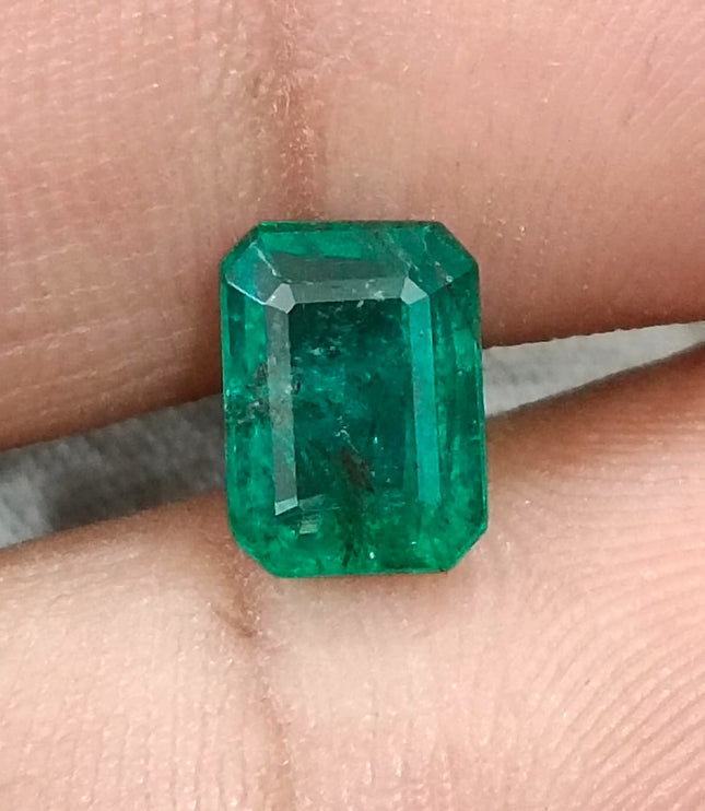 1.98ct Zambian Emerald, Vivid Deep Green Octagon Cut Certified Gemstone