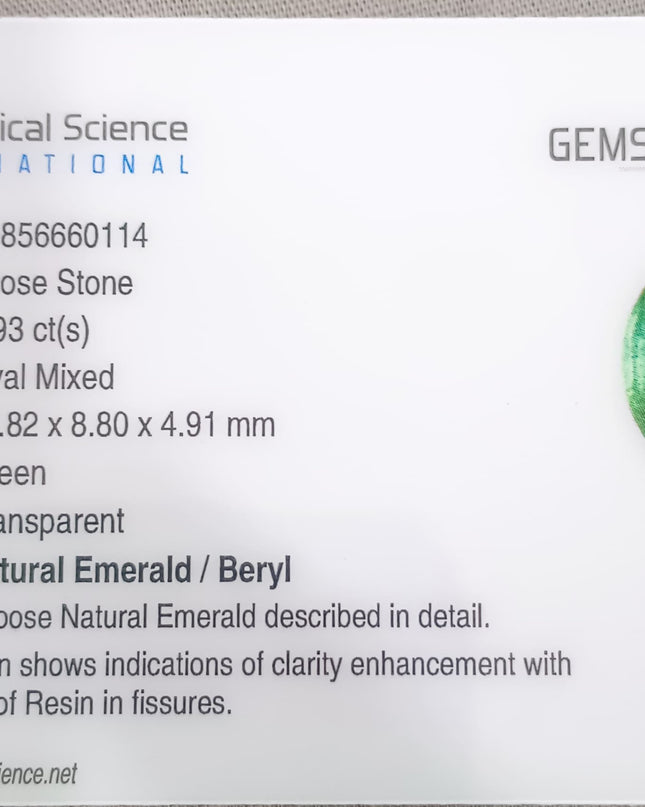 GSI Certified 2.93ct Zambian Emerald, Natural Gemstone