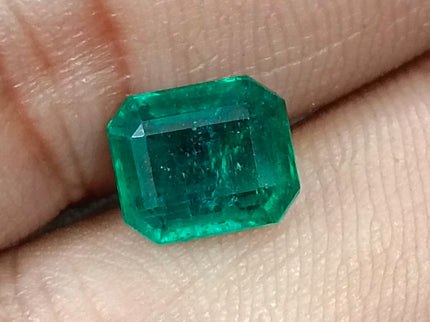 Zambian Emerald 2.45ct Certified Natural Deep Glass Green Octagon Cut Loose Gemstone