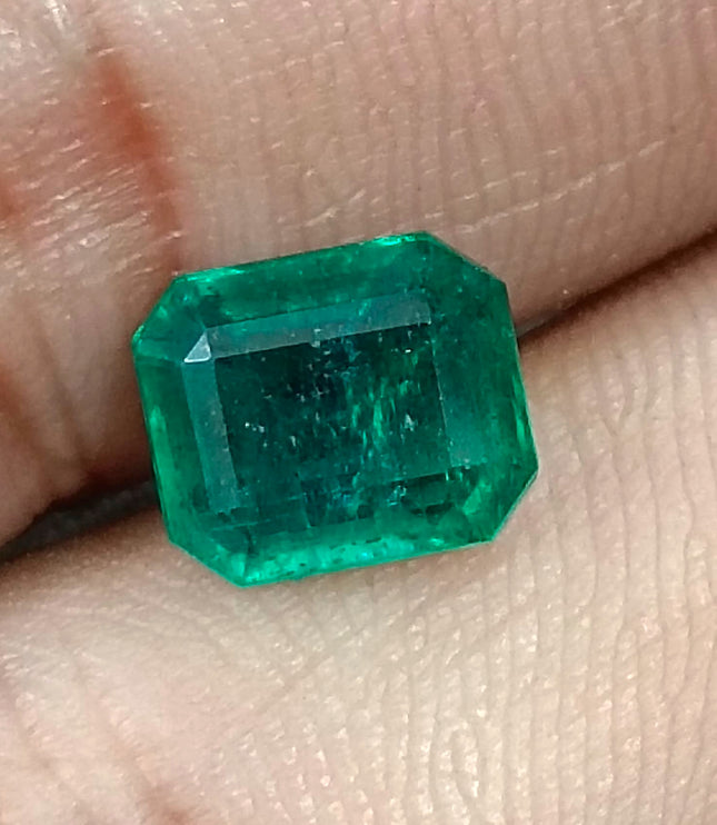 Zambian Emerald 2.45ct Certified Natural Deep Glass Green Octagon Cut Loose Gemstone