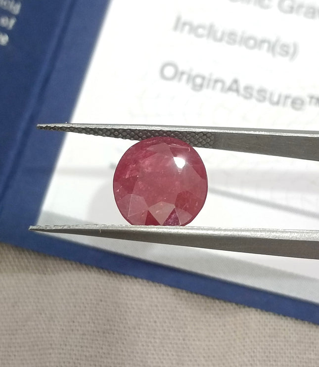 4.12ct Ruby Mozambique Unheated Natural SGL Certified Wine Red Oval Gemstone