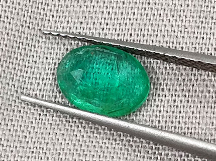 Quality Natural Zambian Emerald 1.24ct Spring Green Color Oval Cut Gemstone