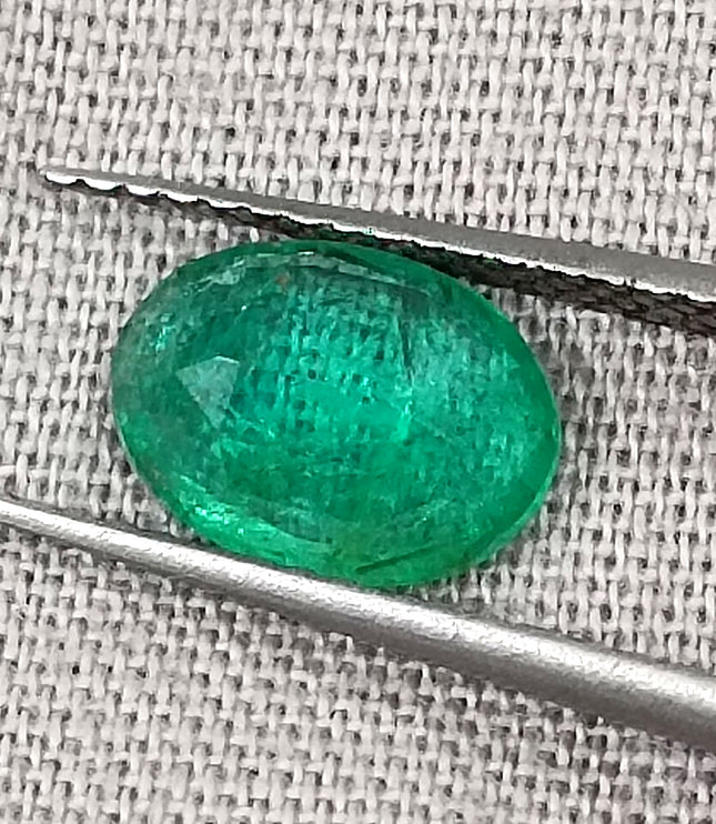 Quality Natural Zambian Emerald 1.24ct Spring Green Color Oval Cut Gemstone