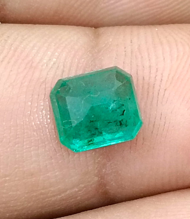 2.11ct Zambian Emerald, Medium Light Green Octagon Cut Loose Gemstone