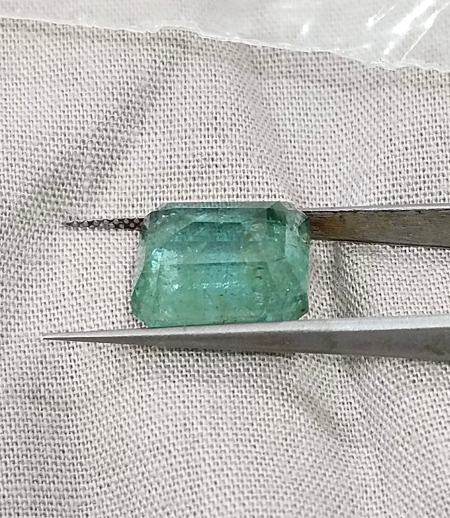 10.10ct Natural Emerald AGRL Certified Pastel Green Octagon Cut Loose Gemstone