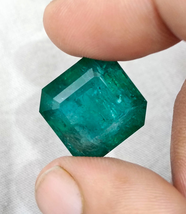 Matched Natural Emerald Pair 47.96ct Zambia Rare Octagon Cut loose Gemstone