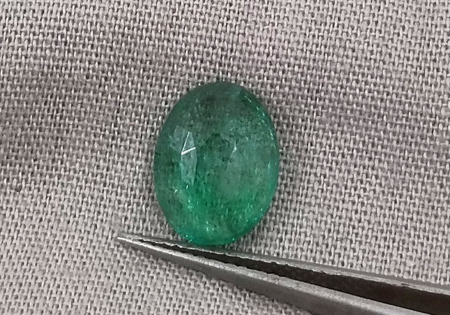 GSI Certified 2.55ct Medium Light Green Natural Zambian Emerald Minor Oiled Loose Gemstone