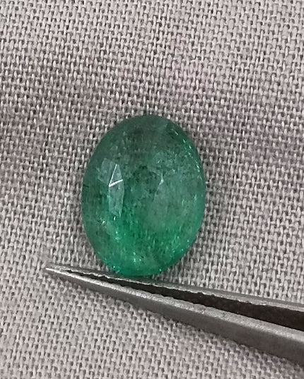 GSI Certified 2.55ct Medium Light Green Natural Zambian Emerald Minor Oiled Loose Gemstone