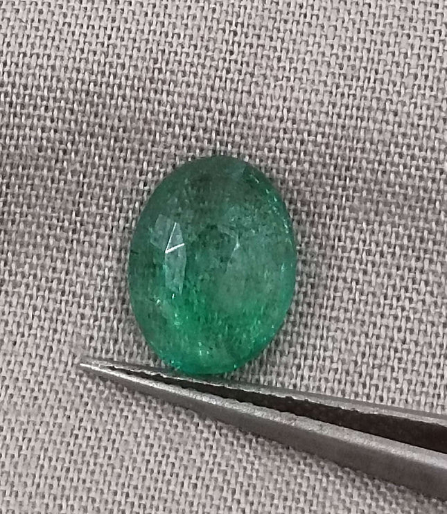 Zambian Emerald 2.55ct Certified Medium Light Green Oval Cut Gemstone