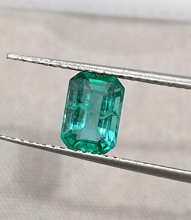 0.96ct Emerald Natural Zambia SGL Certified Medium Deep Green Octagon Cut Loose Gemstone