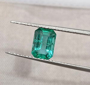 0.96ct Emerald Natural Zambia SGL Certified Medium Deep Green Octagon Cut Loose Gemstone