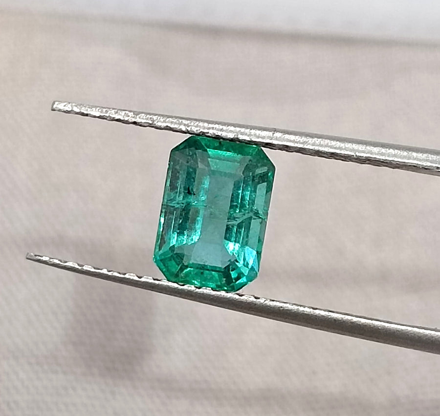 0.96ct Emerald Natural Zambia SGL Certified Medium Deep Green Octagon Cut Loose Gemstone