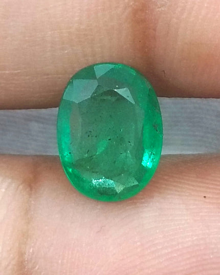 GSI USA Certified Medium Vivid Green Natural Zambian Emerald Minor Oiled Loose Gemstone