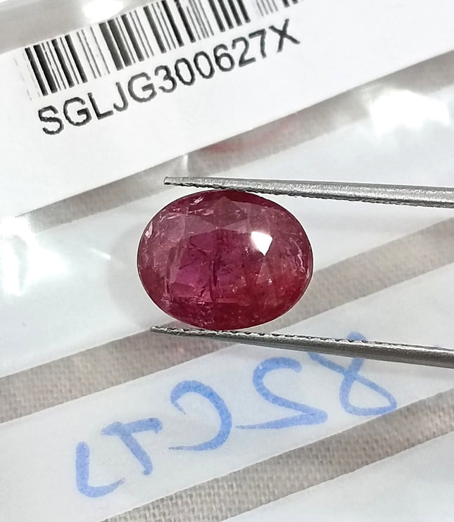 2.82ct Unheated Natural Ruby SGL Certified Mozambique Purplish Red Oval Cut Loose Gemstone