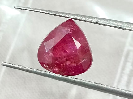 Mozambique Ruby 2.43ct Certified Natural Untreated Pear Cut Loose Gemstone