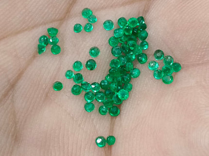 1.32ct Calibrated Panjshir Emerald Lot mm sizes Bright Spring Green Round Cut Loose Gemstones