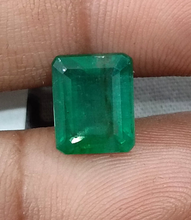 Natural Emerald 3.58ct GSI Certified Medium Deep Green Octagon Cut Gemstone