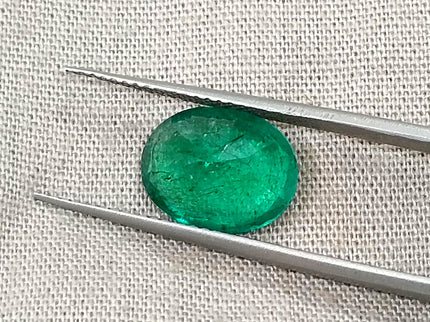 3.04ct Zambian Emerald, Forest Green Certified Natural Oval Cut Loose Gemstone