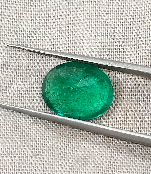 3.04ct Zambian Emerald, Forest Green Certified Natural Oval Cut Loose Gemstone