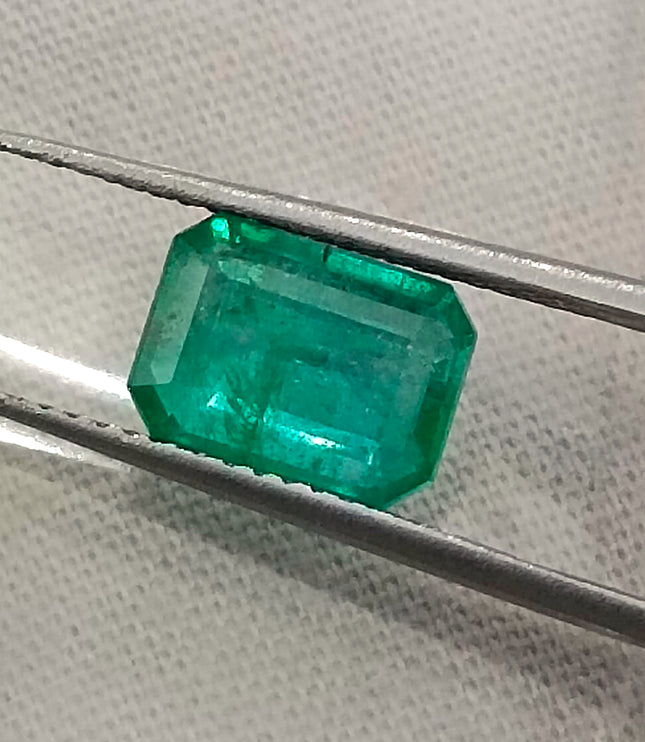 Zambian Emerald 1.67ct Medium Green Certified Natural Octagon Cut Gemstone