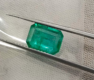 Zambian Emerald 1.67ct Medium Green Certified Natural Octagon Cut Gemstone