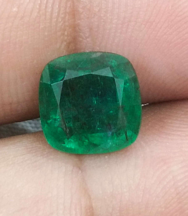 3.38ct Certified Zambian Emerald, Deep Vivid Green Gemstone.
