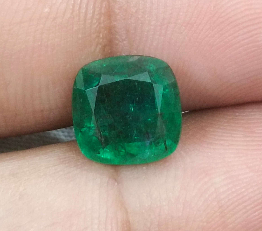 3.38ct Certified Zambian Emerald, Deep Vivid Green Gemstone.