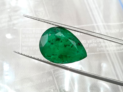 8.36ct Matched Zambian Emerald Pair Deep Green Pear Cut Loose Gemstones