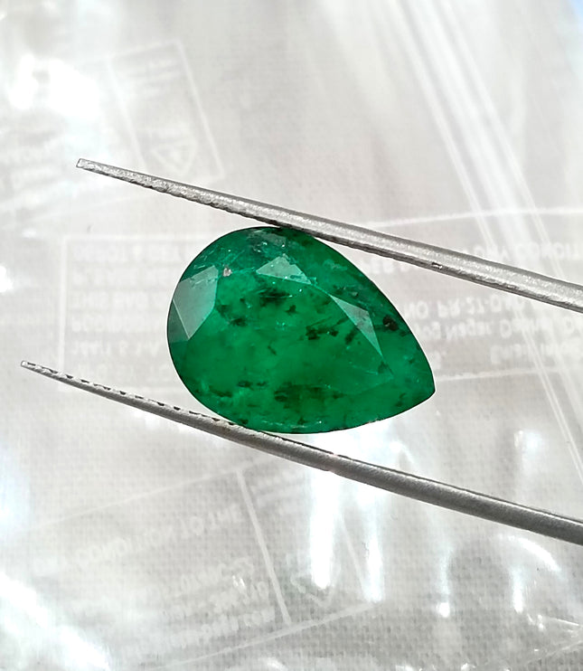 8.36ct Matched Zambian Emerald Pair Deep Green Pear Cut Loose Gemstones