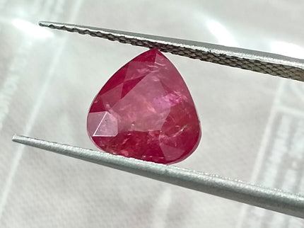 Mozambique Ruby 2.43ct Certified Natural Untreated Pear Cut Loose Gemstone