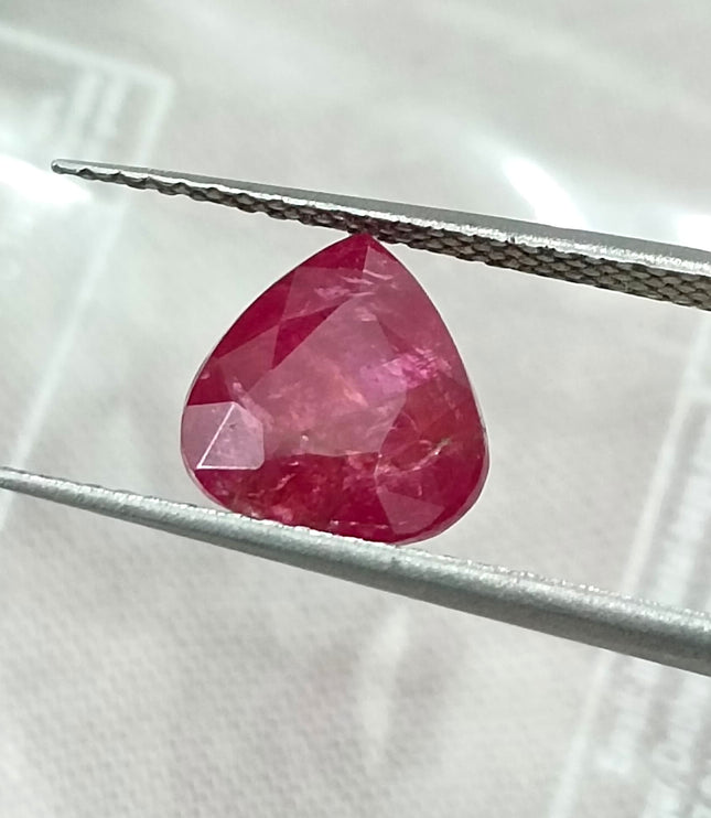 Mozambique Ruby 2.43ct Certified Natural Untreated Pear Cut Loose Gemstone