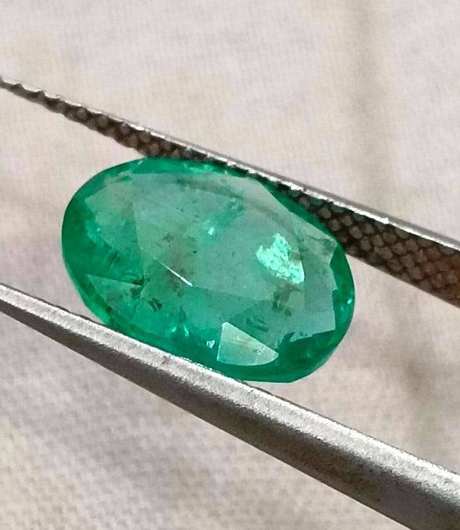Zambian Emerald 2.42ct Certified Medium Green Oval Cut  Stone