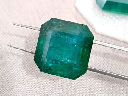 Matched Natural Emerald Pair 47.96ct Zambia Rare Octagon Cut loose Gemstone