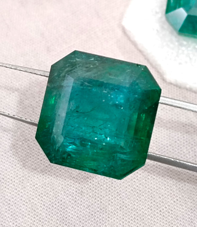Matched Natural Emerald Pair 47.96ct Zambia Rare Octagon Cut loose Gemstone