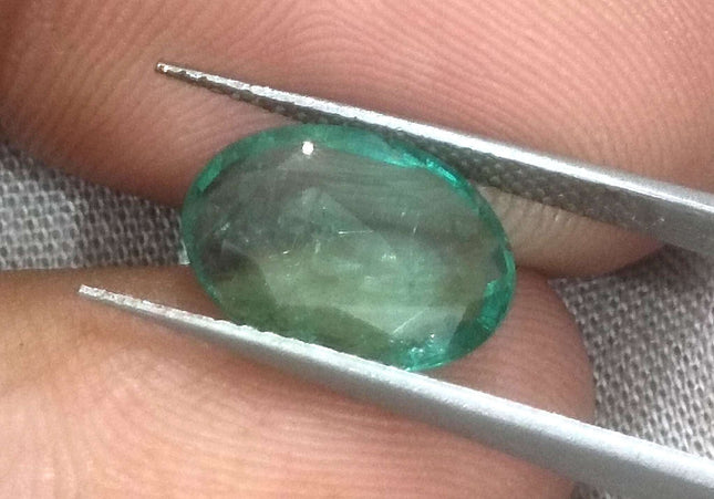 2.74ct GSI USA Certified Water Green Zambian Emerald Minor Oiled Loose Gemstone