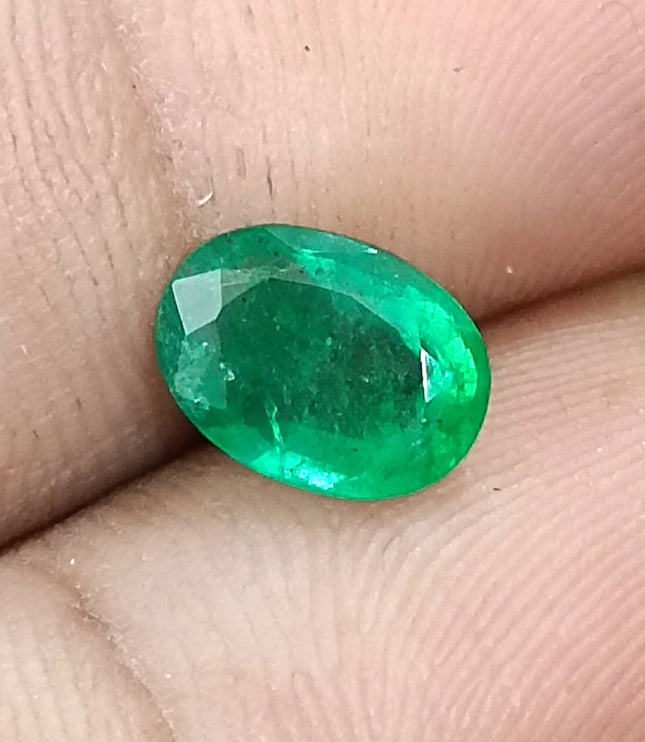 Zambian Emerald 1.38ct Deep Golden Green Oval Cut Loose Gemstone