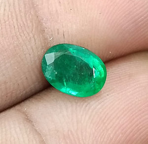 Zambian Emerald 1.38ct Deep Golden Green Oval Cut Loose Gemstone