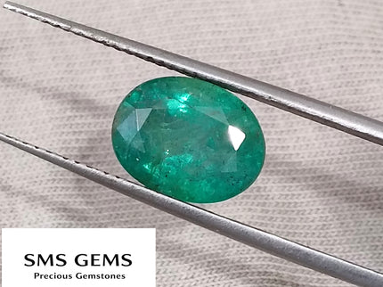 Zambian Emerald 2.88ct Certified Natural Deep Green Oval Cut Loose Gemstone
