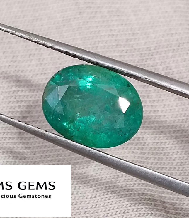 Zambian Emerald 2.88ct Certified Natural Deep Green Oval Cut Loose Gemstone
