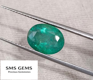 Zambian Emerald 2.88ct Certified Natural Deep Green Oval Cut Loose Gemstone