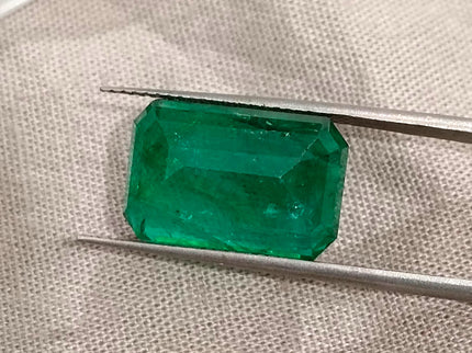 11.10ct Zambian Emerald Vivid Deep Green Octagon Cut Natural Gemstone