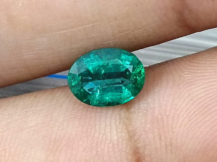1.53ct Natural Emerald Zambia Medium Deep Green SGL Certified Oval Cut Loose Stone