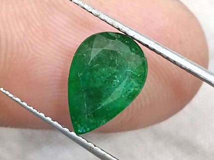 Zambian Emerald 2.31ct Certified Natural Deep Green Pear Cut Stone