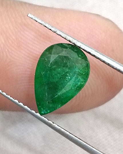 2.31ct GSI Certified Deep Green Zambian Emerald Minor Oiled Loose Gemstone