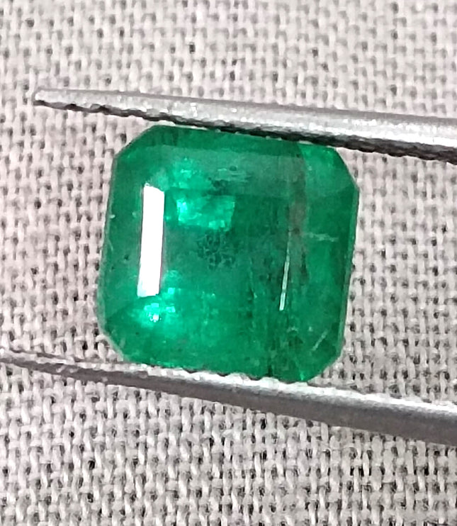 Zambian Emerald 1.61ct Natural Certified Medium Green Octagon Cut Loose Gemstone