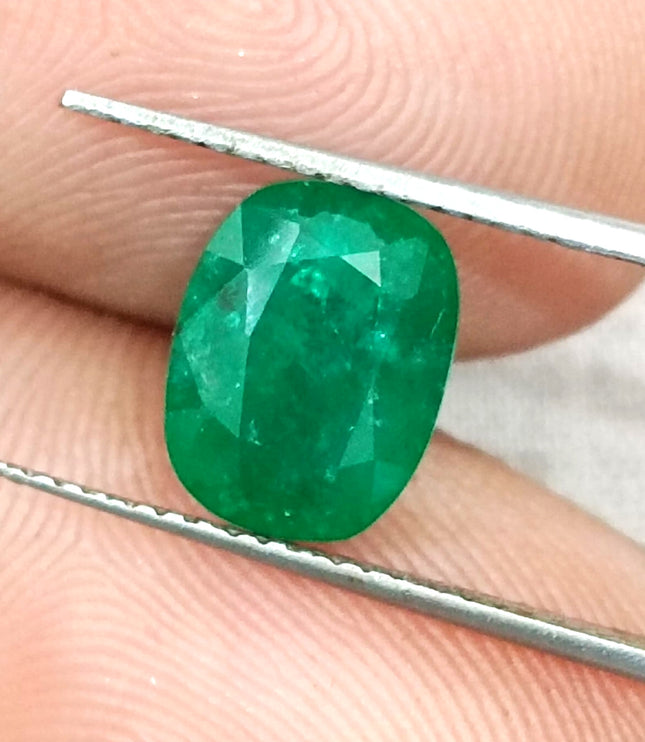 Zambian Emerald 2.80ct Deep Leaf Green Cushion Cut Loose Stone