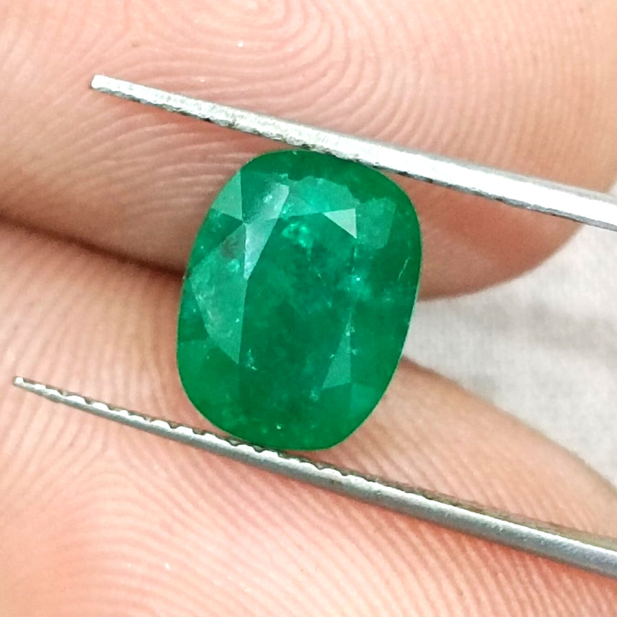 Zambian Emerald 2.80ct Deep Leaf Green Cushion Cut Loose Stone