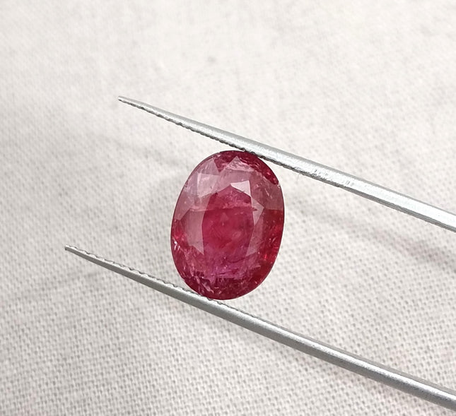 3.42ct Untreated Natural Mozambique Ruby Merlot Red Oval Cut Loose Stone